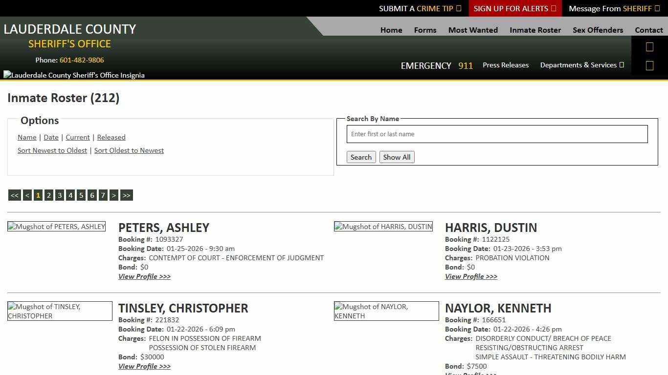 Inmate Roster - Current Inmates Booking Date Descending - Lauderdale County Sheriff