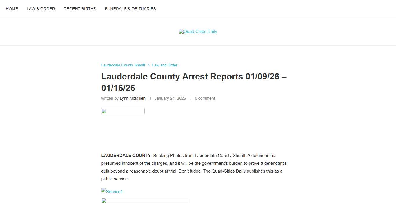Lauderdale County Arrest Reports 01/09/26 – 01/16/26 – Quad Cities Daily