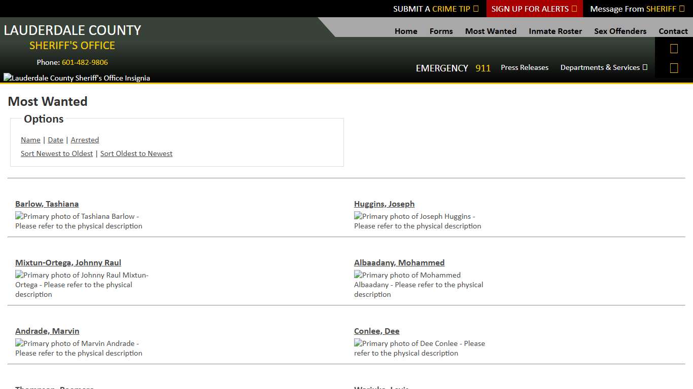 Most Wanted - - Page 1 - Lauderdale County Sheriff